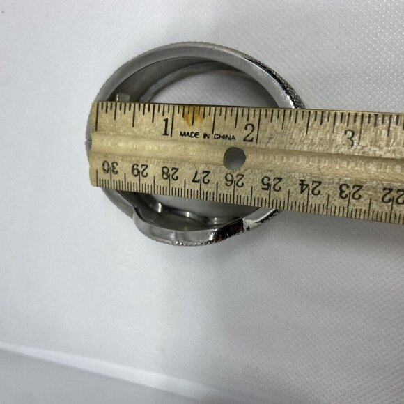 Knot Braided Clamper Bangle Bracelet Silver Tone & Gold Accent Filigree Jewelry - Picture 6 of 7